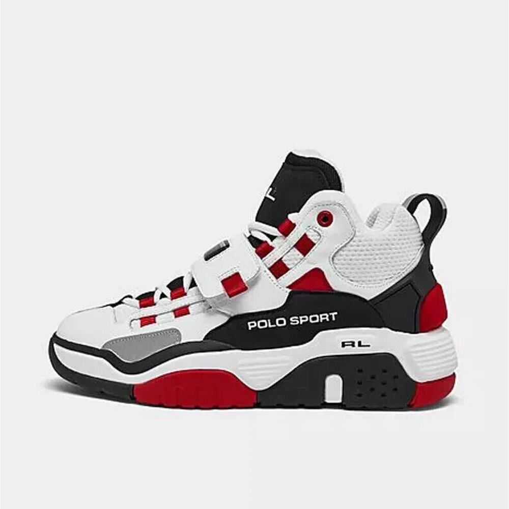 Polo Ralph Lauren Men White Multi PS100 High-Top Leather Sneaker Size 10.5 New
